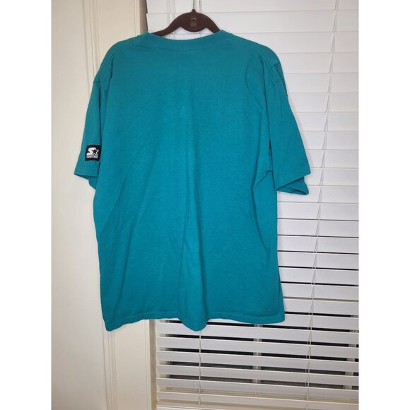 VTG 95 Starter Miami Dolphins NFL Graphic T-Shirt L Teal Cotton Made In USA - Picture 2 of 7